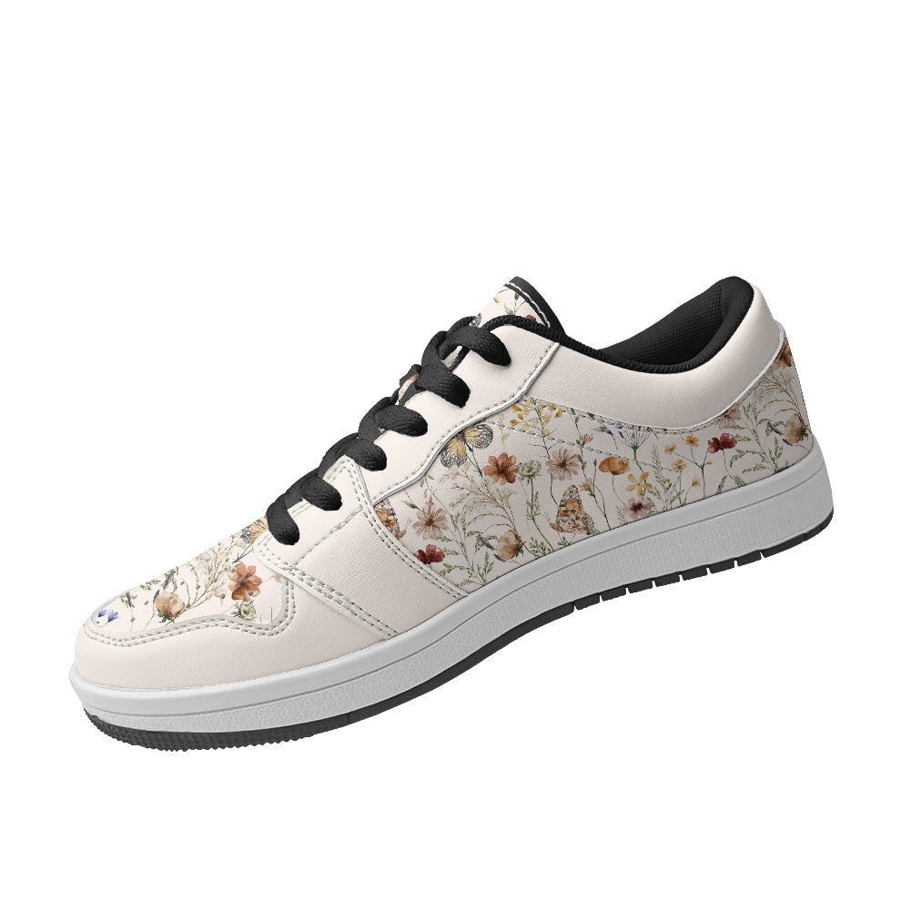 Tiny Bloom Watercolor Butterfly Vegan Leather Sneakers