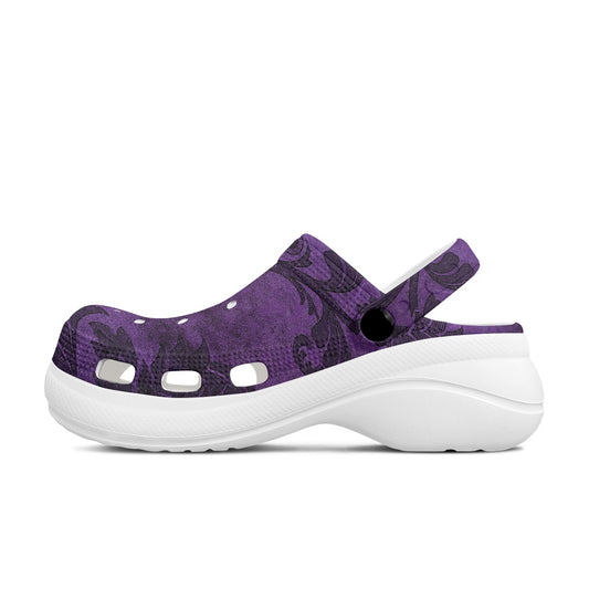 Purple Victorian Pattern Women's Height Increasing Clogs