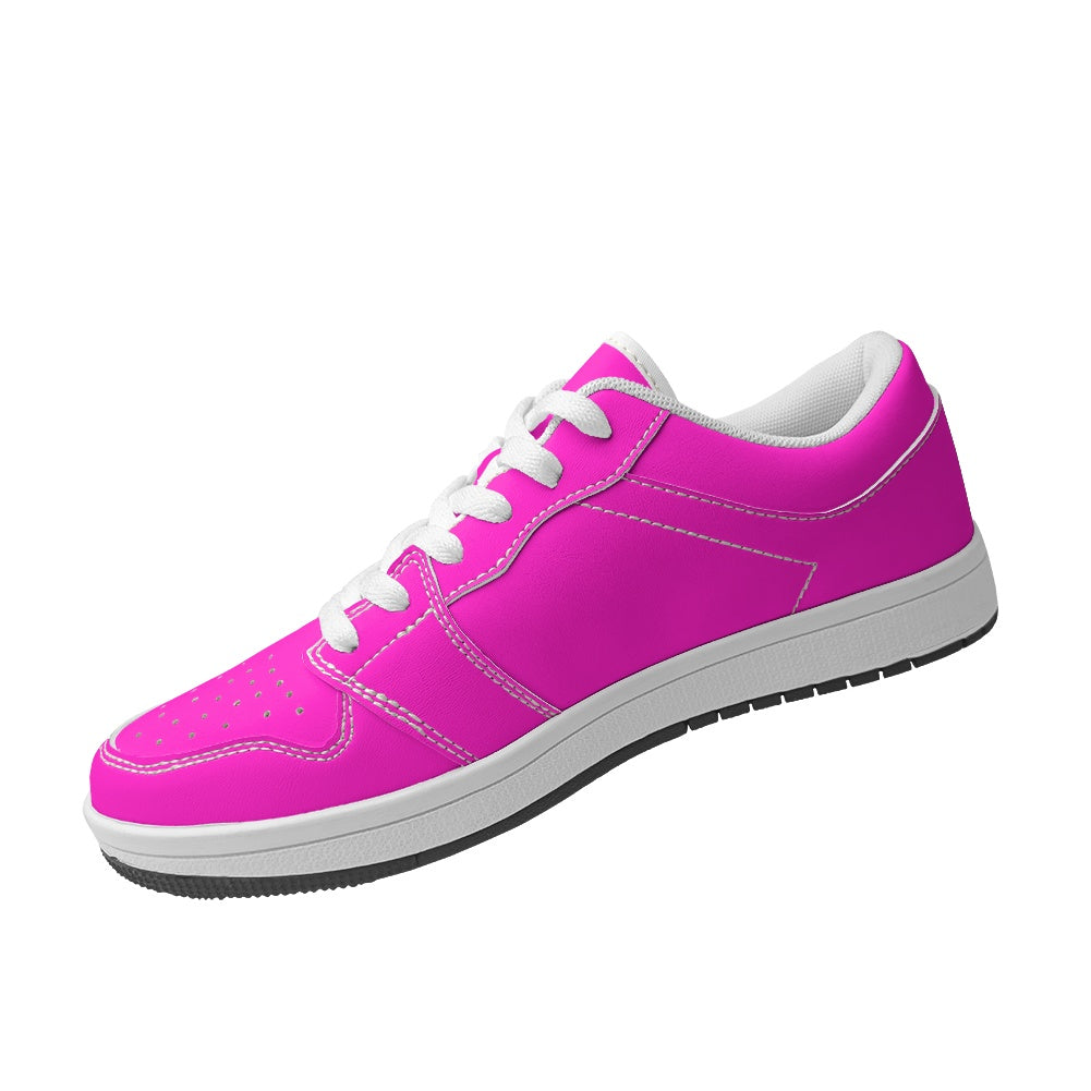 Hot Pink Women's Low Top Vegan Leather Sneakers