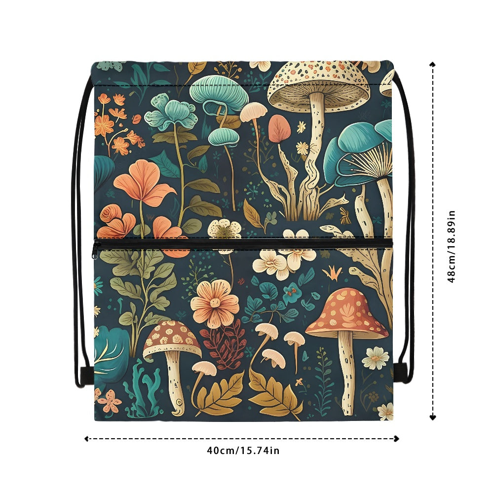 Mystical Mushroom Boho Women's Drawstring Backpack