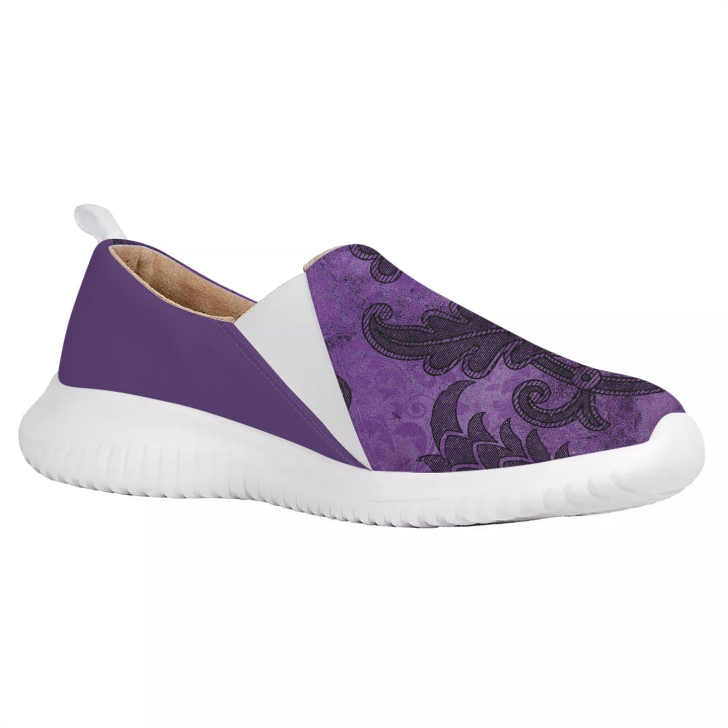 Purple Gothic Pattern Women's Casual Slip On Shoes