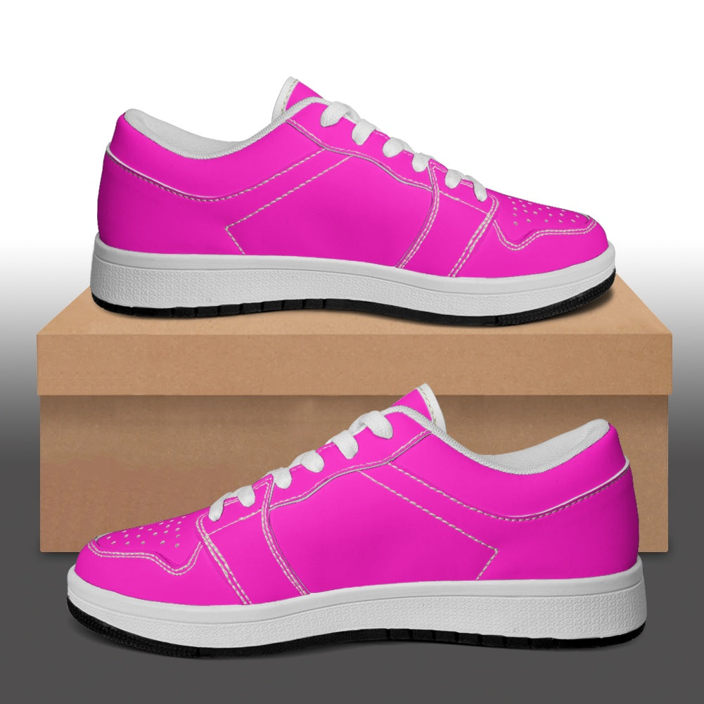 Hot Pink Women's Low Top Vegan Leather Sneakers