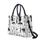 Black White Mushrooms Women's Vegan Leather Handbag