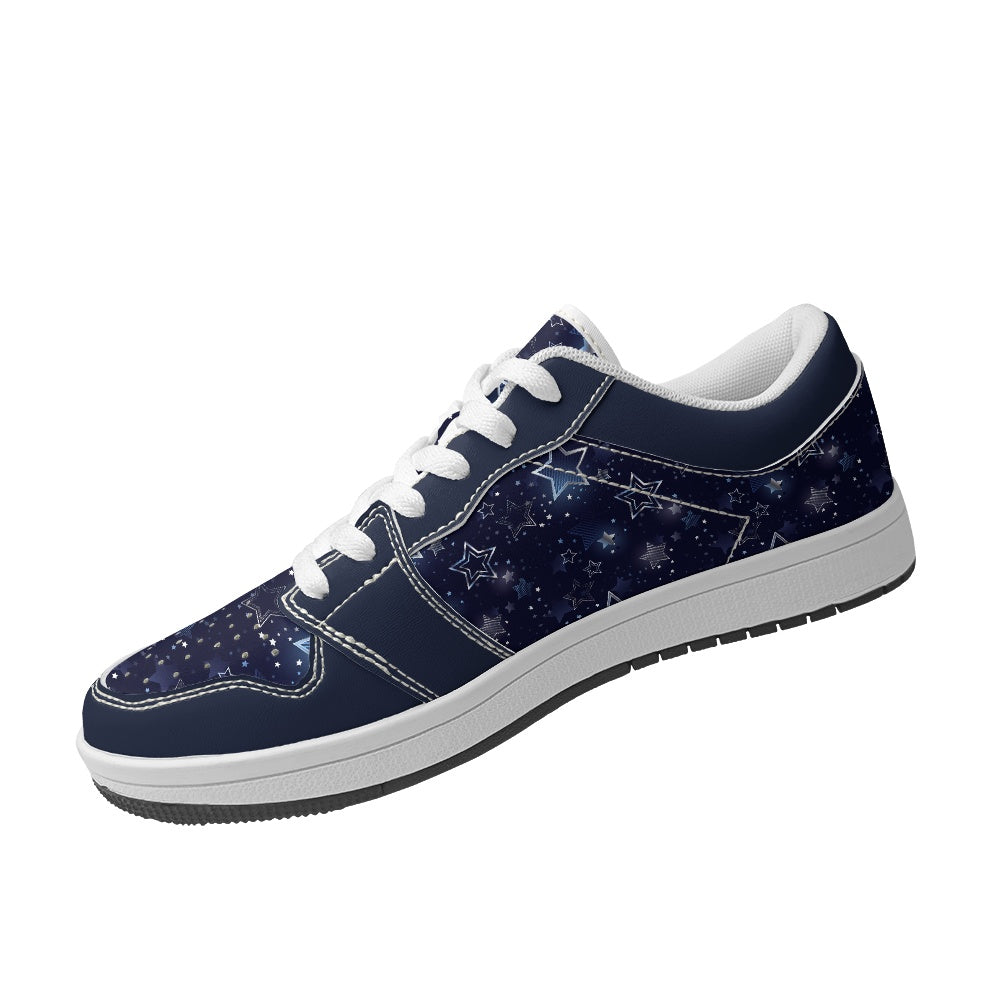 Silver Stars Women's Low Top Vegan Leather Sneakers