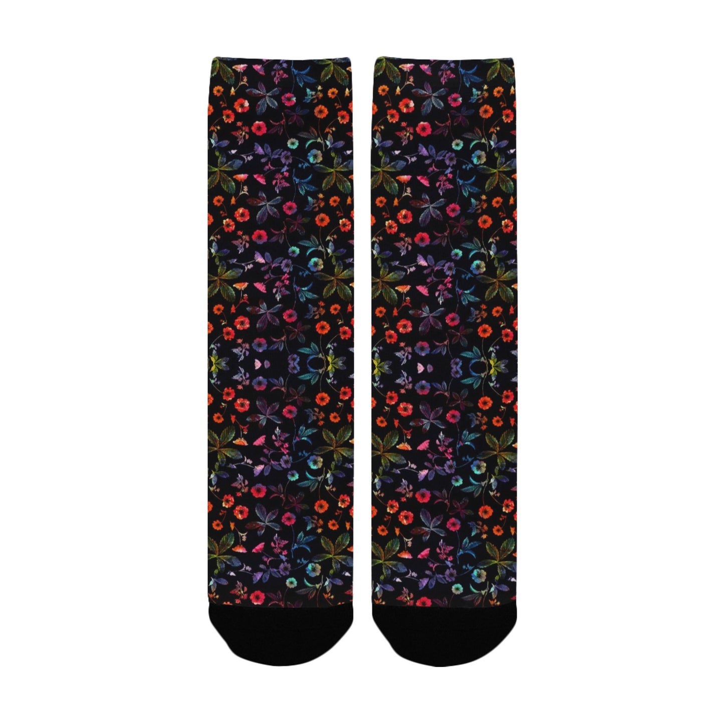 Dark Fabric Floral Socks - Custom Socks for Women Made in USA