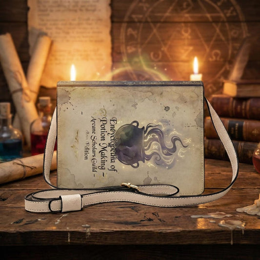 encyclopedia of potion making fantasy book-shaped crossbody bag vegan leather – Sole Design Studio