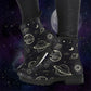 Moon Phases Abstract Women's Vegan Leather Combat Boots