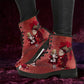 Alice in Wonderland #5 Women's Muted Red Vegan Leather Combat Boots