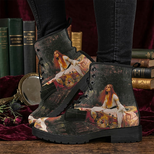 Lady of Shalott Women's Vegan Leather Combat Boots