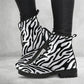 Zebra Stripe Women's Vegan Leather Combat Boots