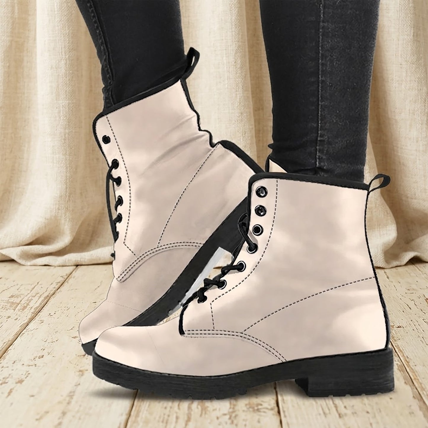 Antique White Women's Vegan Leather Boots