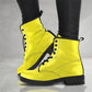 Lemon Yellow Women's Vegan Leather Combat Boots