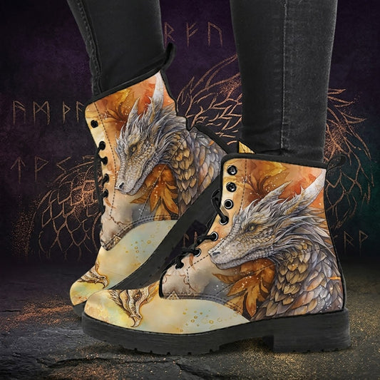 Majestic Dragons Women's Vegan Leather Combat Boots