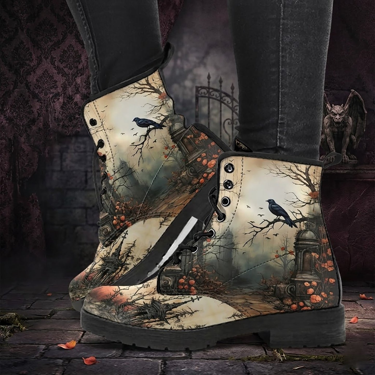Victorian Gothic Garden Women's Vegan Leather Boots