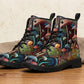 Abstract Mushroom Print Women's Vegan Leather Combat Boots