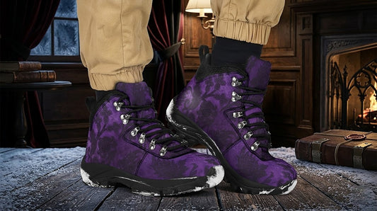 Purple Victorian Pattern Women's Alpine Boots