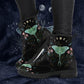 Luna Moth Moon Phase Women's Vegan Leather Combat Boots