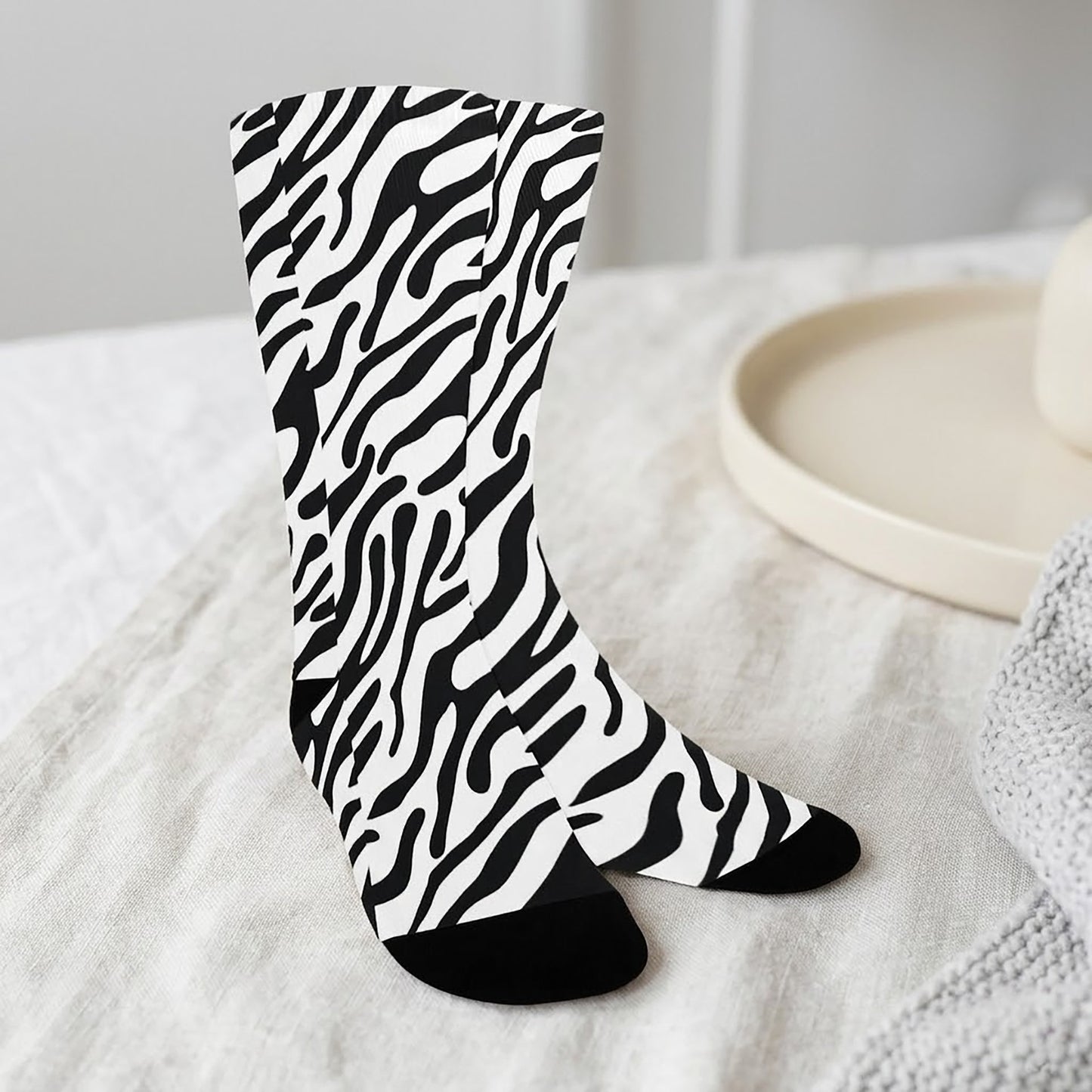 Zebra Stripe Socks - Custom Socks for Women Made in USA