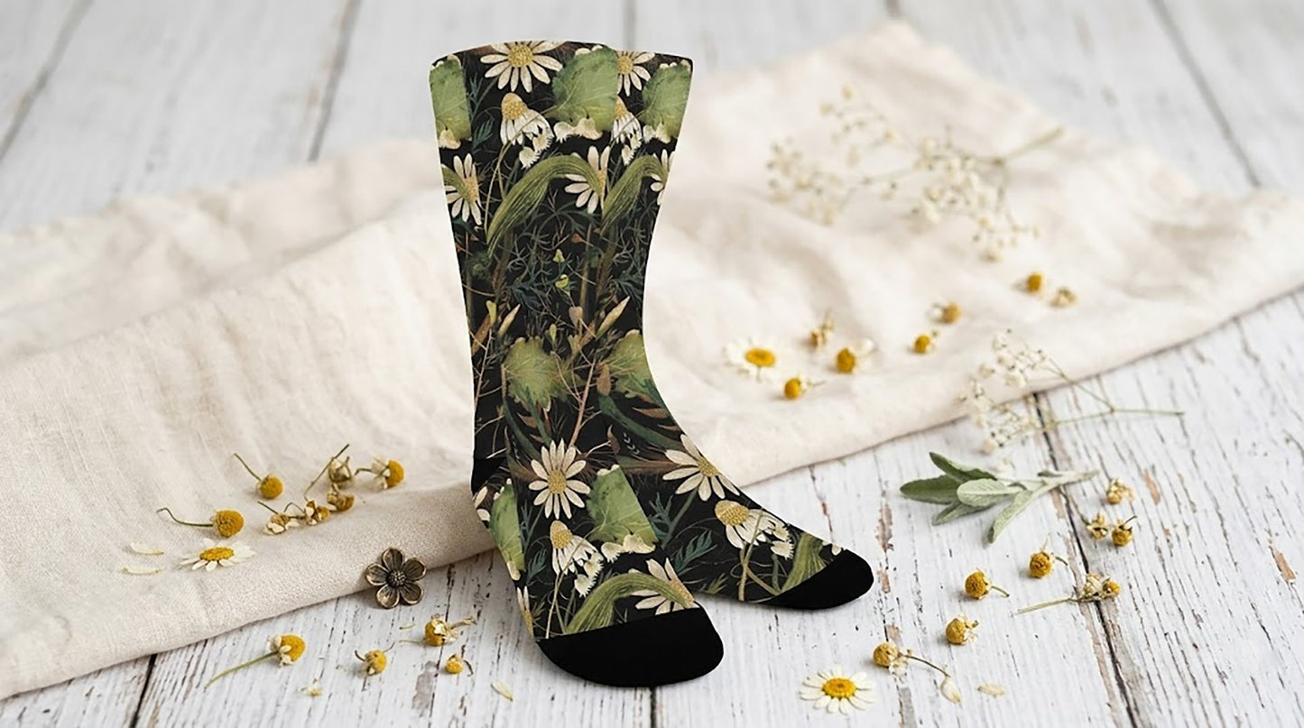 Wild Bloom daisy - Custom Socks for Women Made in USA