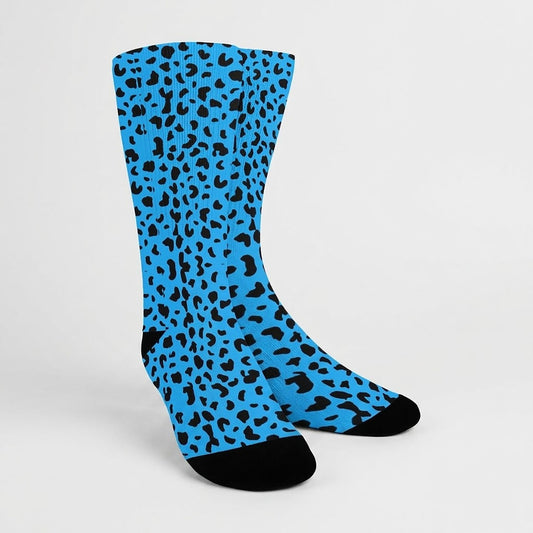 Sky Blue Leopard Socks - Custom Socks for Women Made in USA