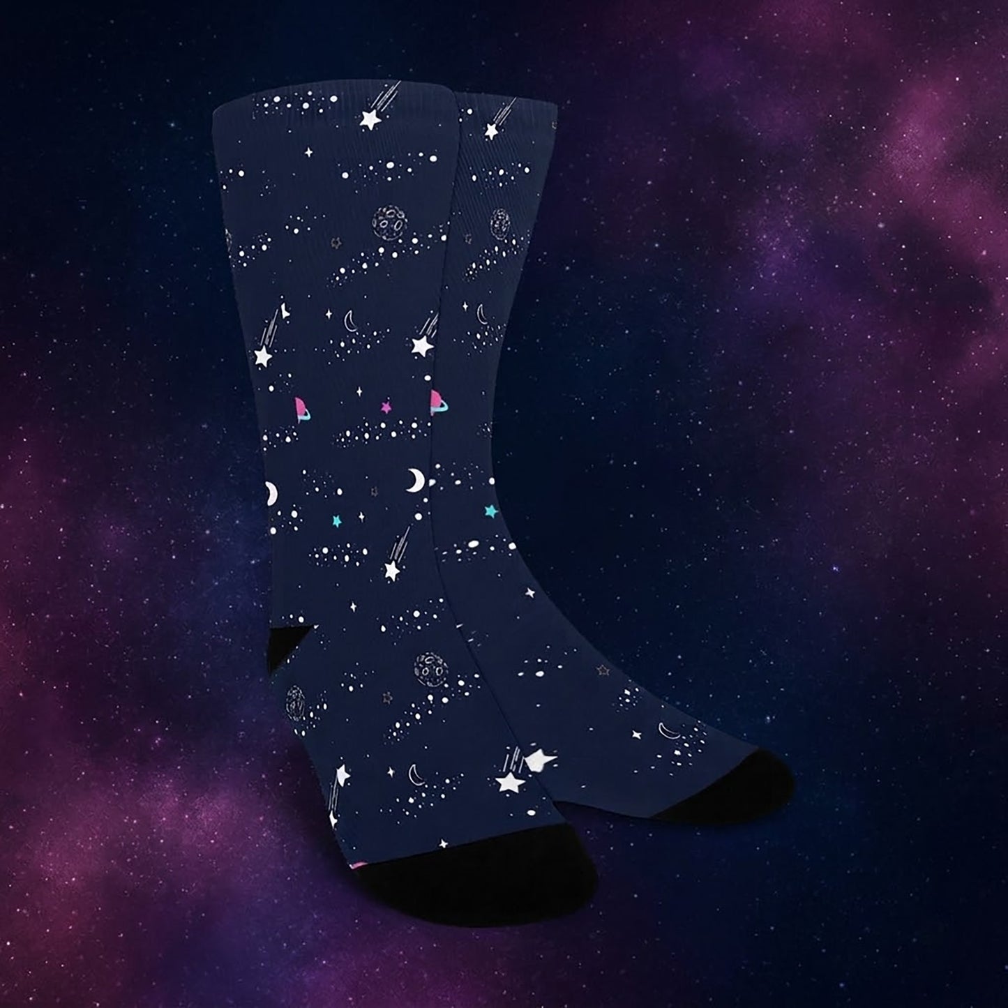 Planet and Star Sky Socks - Custom Socks for Women Made in USA