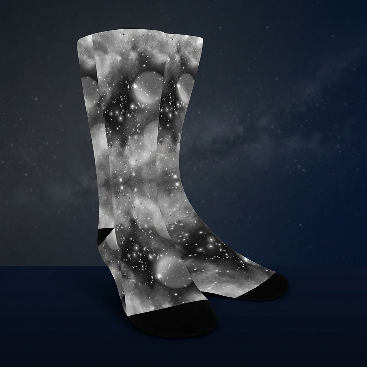 Monochrome Galaxy Digital Socks - Custom Socks for Women Made in USA