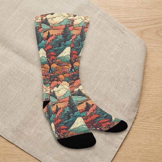 Japan Seamless Japanese Landscapes Women's Crew Socks