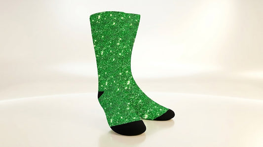 Green Sparkle Glitter Socks - Custom Socks for Women Made in USA