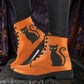 Halloween Cat Women's Vegan Leather Combat Boots