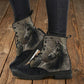 Classic Horse Head in Grey and Black Vegan Leather Boots