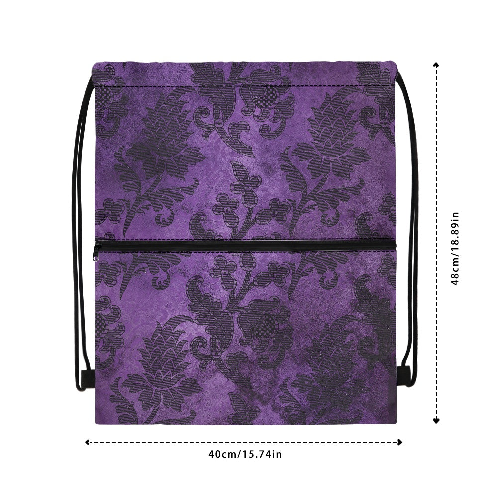 Purple Gothic pattern Women's Drawstring Backpack