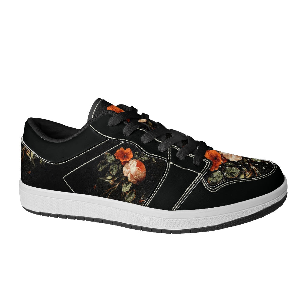 Still Life with Roses Women's Low Top Vegan Leather Sneakers