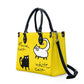 Black and White Cat on Yellow Women's Vegan Leather Handbag