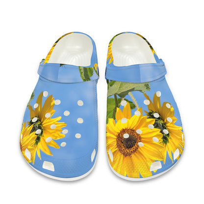 Blue Sky With Sunflowers Clogs for Women's