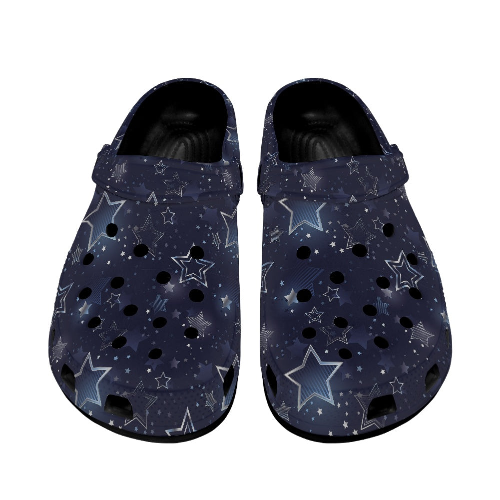 Silver Stars Women's Clogs Style Black Sole