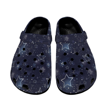 Silver Stars Women's Clogs Style Black Sole