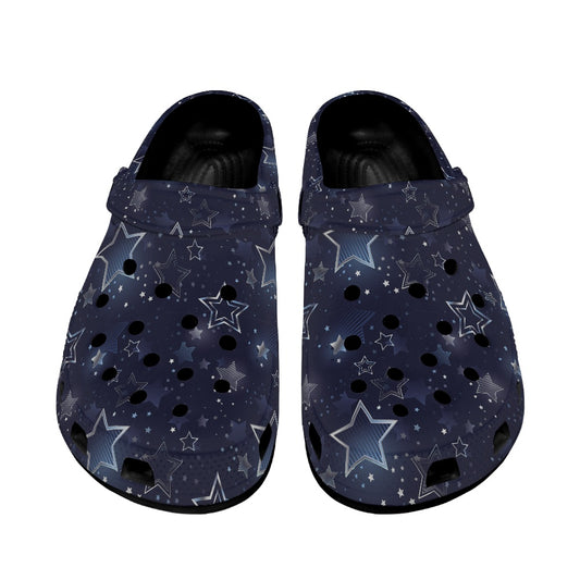 Silver Stars Women's Clogs Style Black Sole