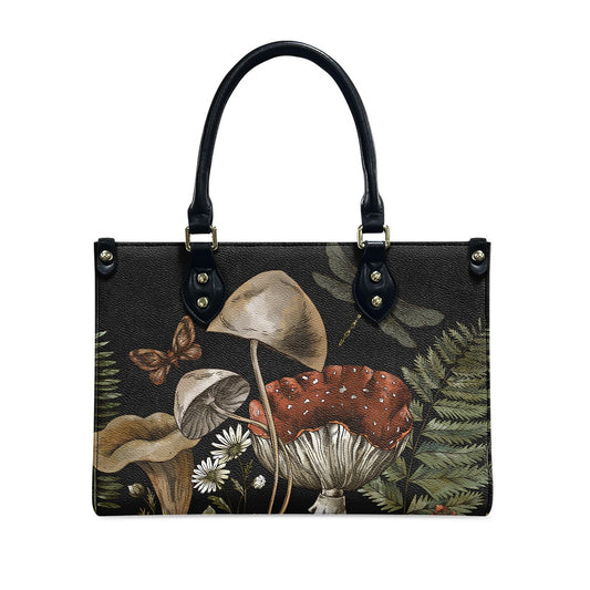 Cottagecore Mushroom and Floral Women's Vegan Leather Handbag