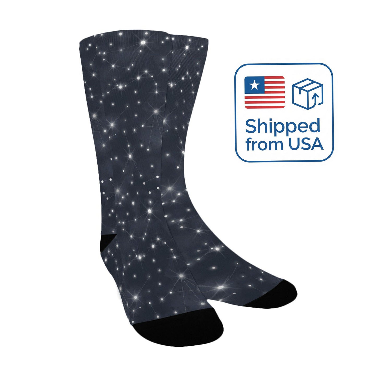 silver starry night digital women's crew socks – Sole Design Studio