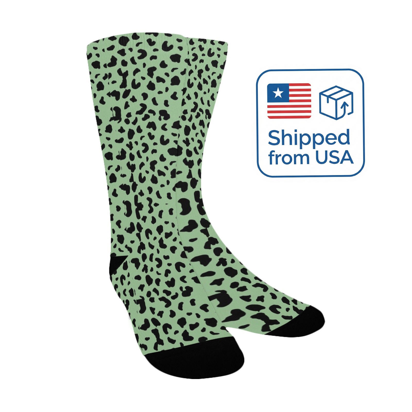 seea foam green leopard women's crew socks – Sole Design Studio