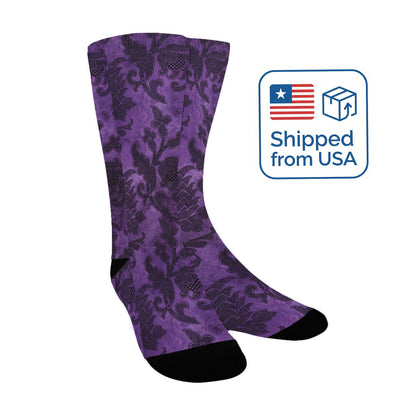 purple gothic pattern women's crew socks – Sole Design Studio