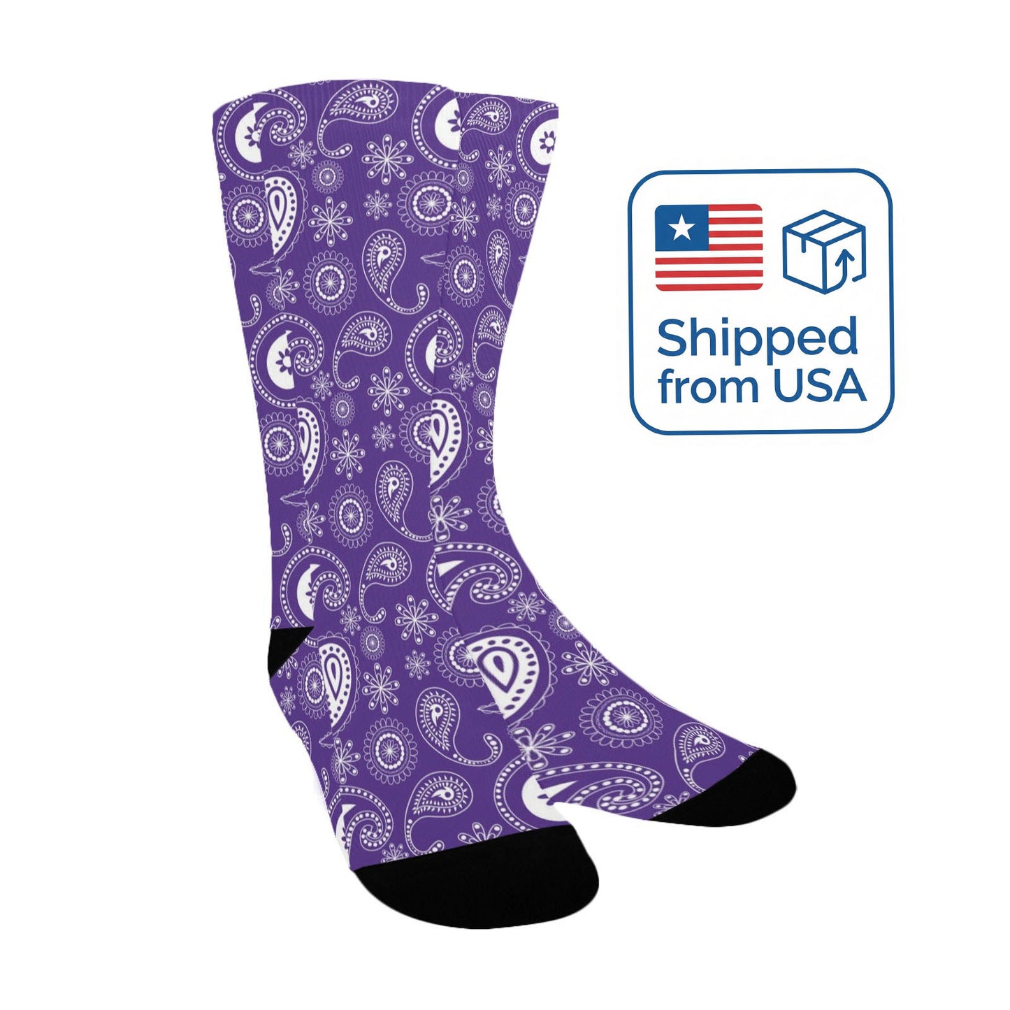 purple bandana paisley women's crew socks – Sole Design Studio
