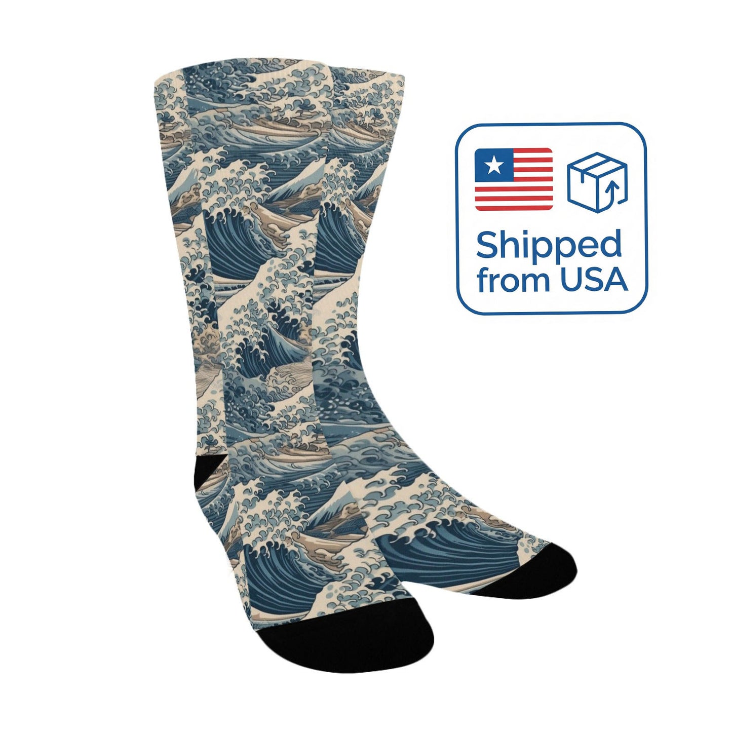 Great Wave off Kanagawa Socks - Custom Socks for Women Made in USA