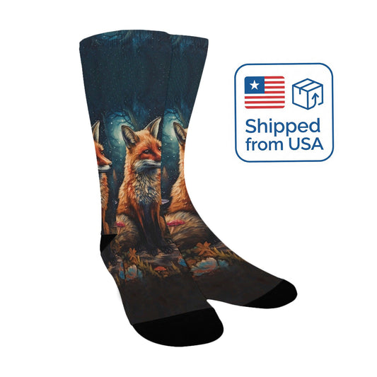Enchanted Forest Guardian Fox Socks - Custom Socks for Women Made in USA