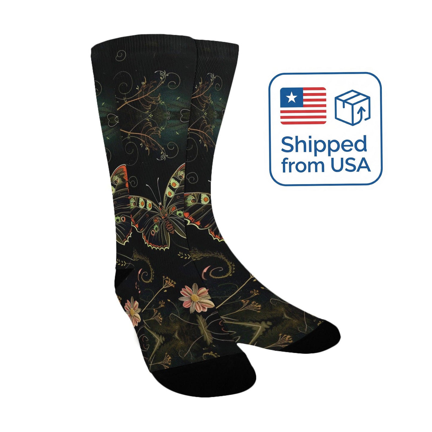 Butterfly Women Socks - Custom Socks for Women Made in USA