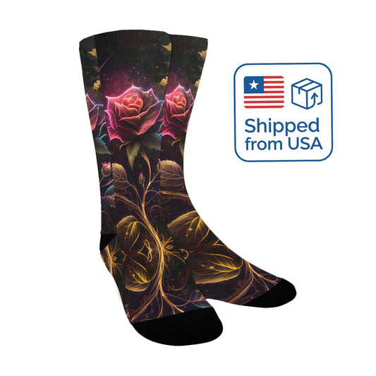 DC Rose Spells Digital Paper Socks - Custom Socks for Women Made in USA