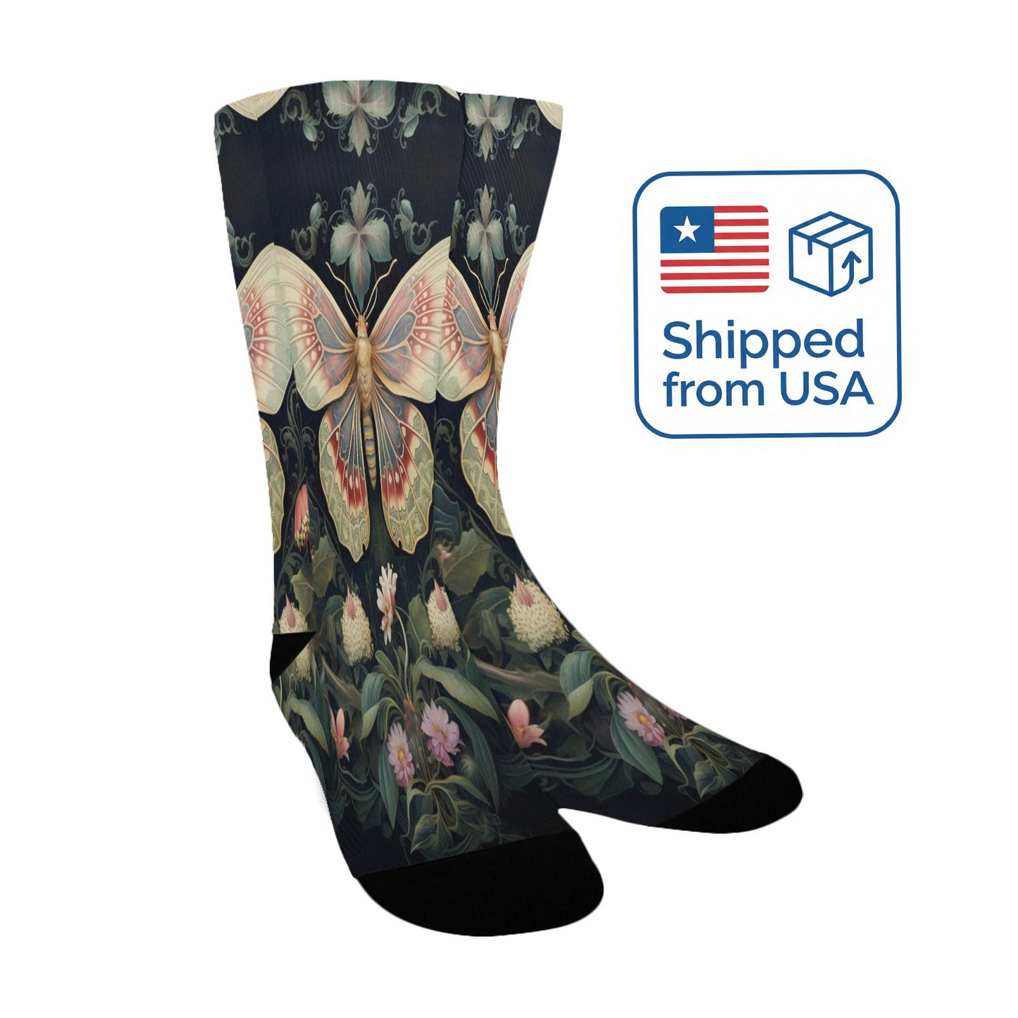 butterfly Socks - Custom Socks for Women Made in USA