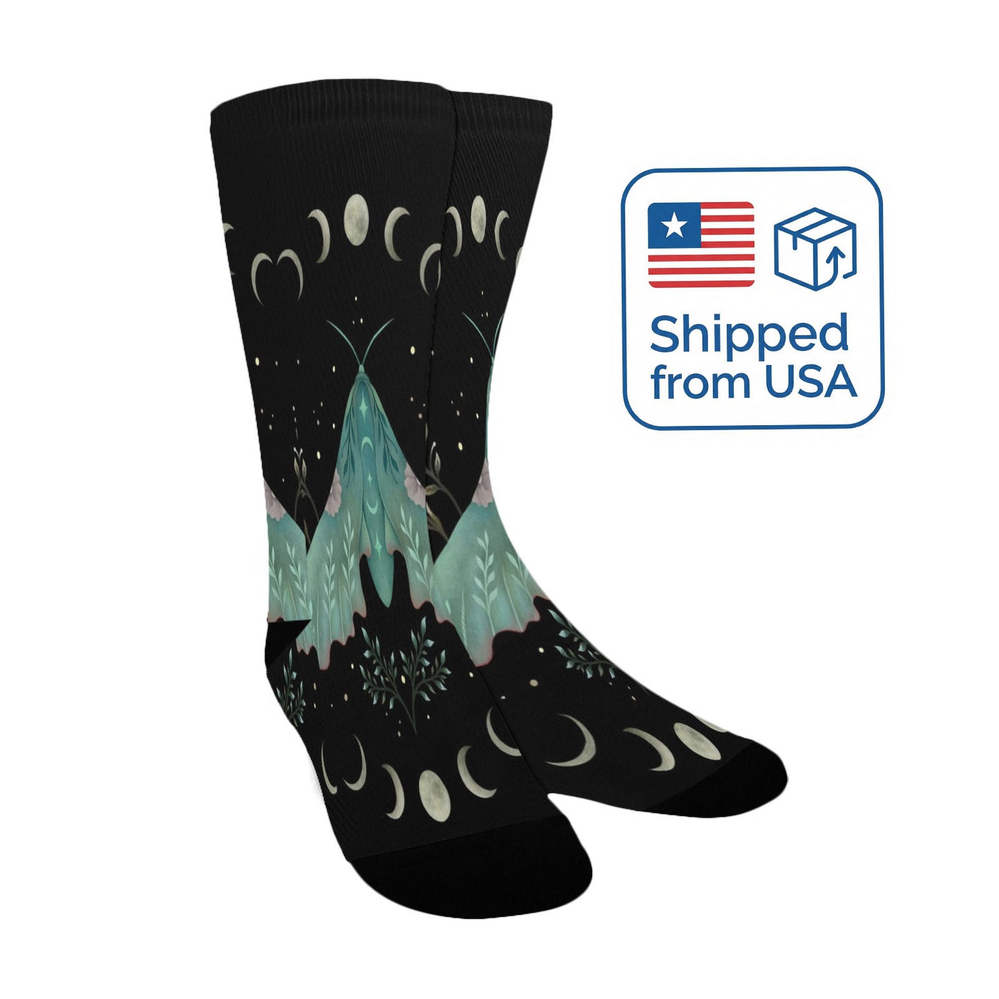 Lunar Moth Socks - Custom Socks for Women Made in USA