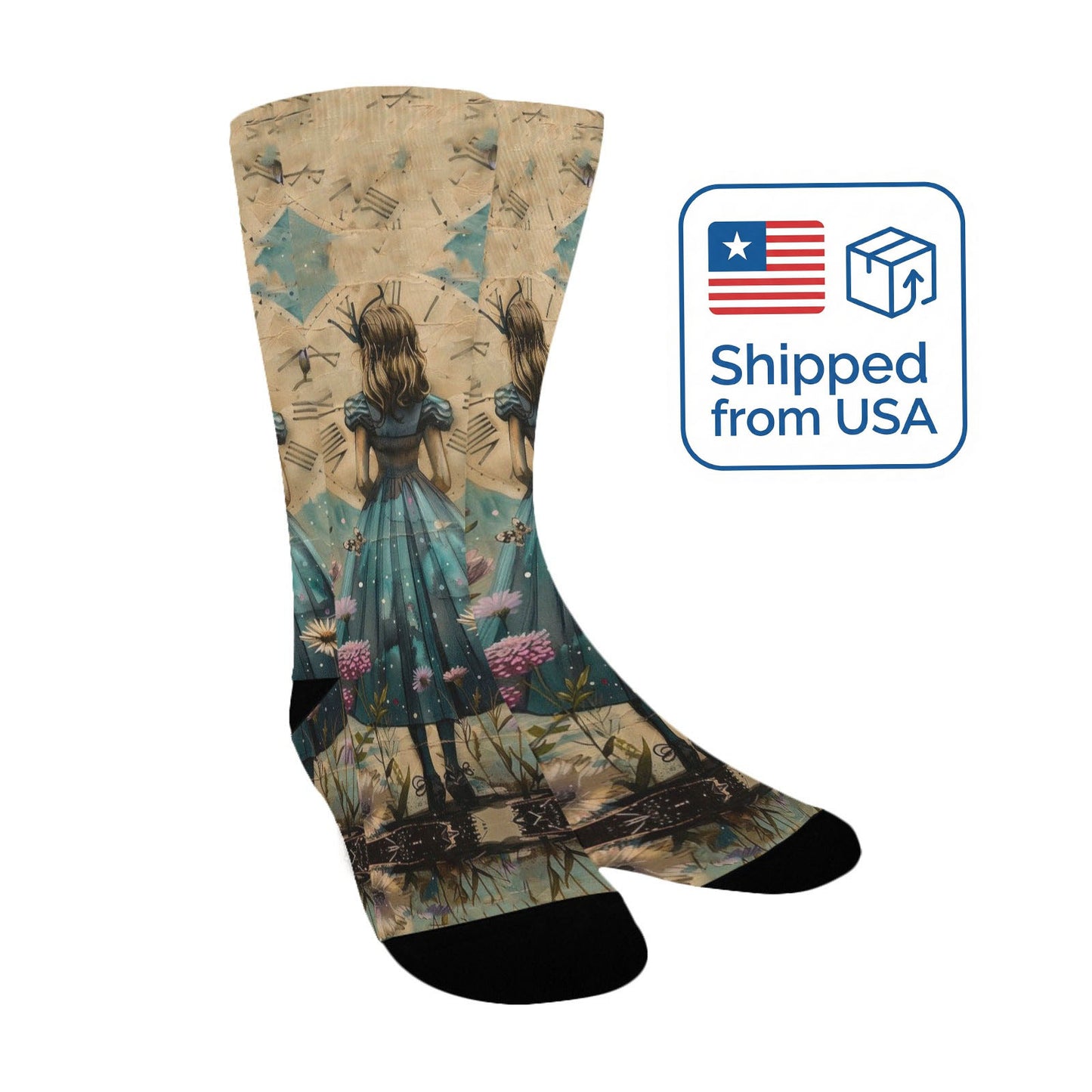 Alice in Wonderland Socks - Custom Socks for Women Made in USA