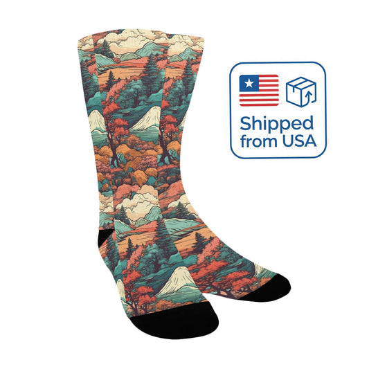 Japan Seamless Japanese Landscapes Socks - Custom Socks for Women Made in USA